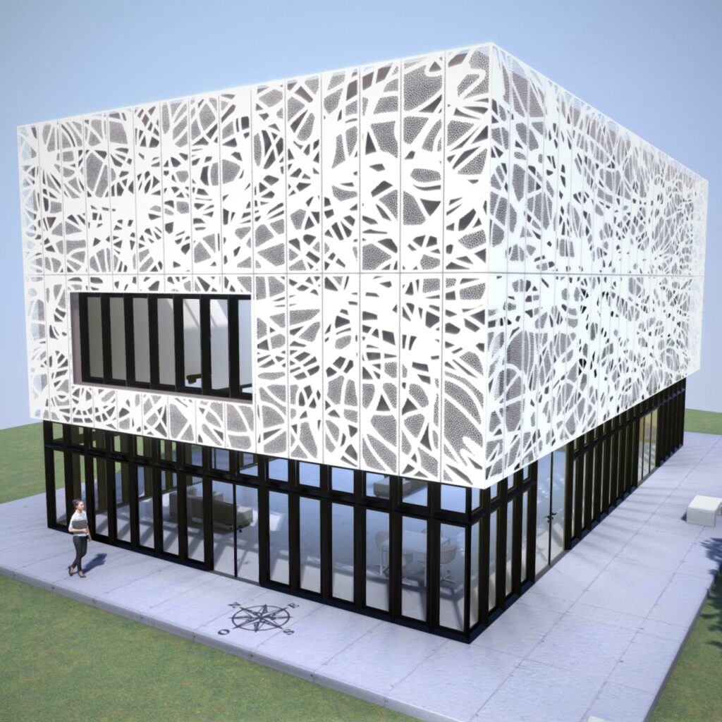 Facade du batiment 3D avec le motif LANEL en version mini